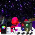 AZIMOM 4Port 36W Twinkle Mixed860pcs 13.1ft Fiber Optic Starlight Headliner Kits 4Colors Light Source Sound Activated Remote APP Control Home Indoor Ceiling Car Headliner Decoration
