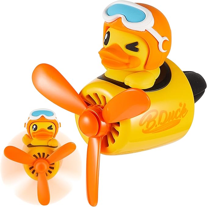 Tallew Car Air Freshener Cute Duck Car Vent Clip Diffuser with Rotating Propeller Outlet Vent 2.5" x 2.4" x 2.1" Easy to Install Included 2 Scents Aroma Tablets Aromatherapy Ornament Auto Accessories