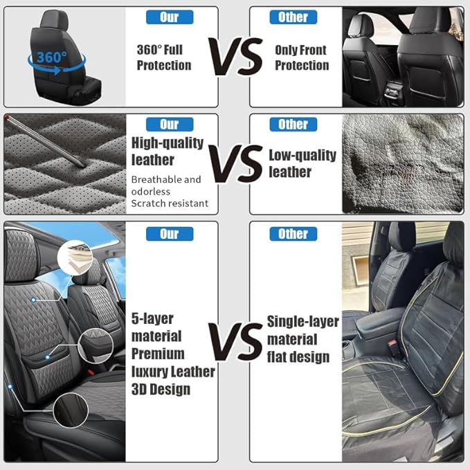 Car Seat Covers Full Set Custom Fit for Chevrolet/Chevy Cobalt 2004-2010 - Premium Faux Leather with Lumbar Support | Breathable, Waterproof, Anti-Slip, Durable (Black&Gray,Full Set)