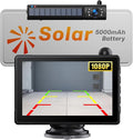 Solar Wireless Backup Camera for Car 5" HD 1080P Monitor 2 Mins DIY Installation 5,000mAh Battery Night Vision 2 Split Screen Back Up Camera Waterproof Reverse Camera for Truck,Pickup,RV,SUV