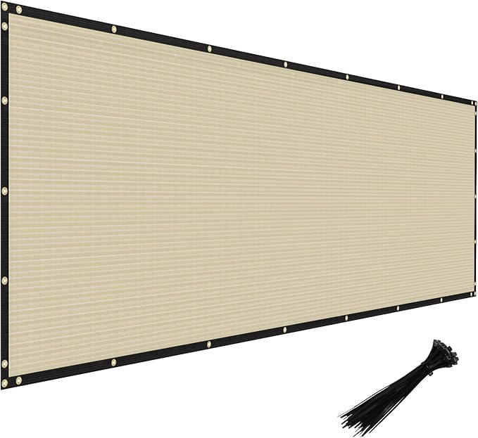 Windscreen4less Privacy Fence Screen Heavy Duty Windscreen Fencing Mesh Fabric Shade Net Cover with Brass Grommtes for Outdoor Wall Garden Yard Pool Deck, 8'x167' Beige
