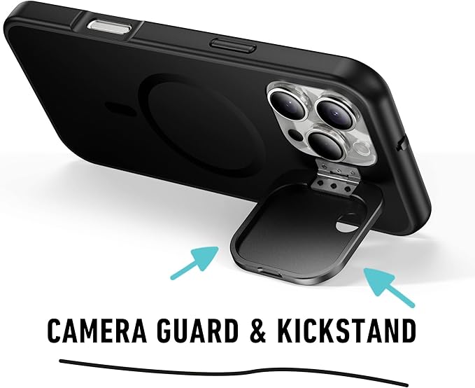 Spy-Fy iPhone 16 Pro Privacy Case with Camera Covers Front and Rear | Magsafe compatible and Kickstand | Protect Your iPhone and Privacy | 6-Foot Drop Proof | 6,3 Inch | Camera Protection by Valenta