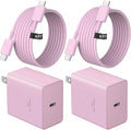 45W Type C Charger, USB C Charger 2-Pack iPhone 15 16 Charger 6FT with iPhone 16/16 Plus/16 Pro/16 Pro Max/iPhone 15/15 Pro Max/iPad Pro/AirPods/Galaxy S24 S23 S22 S21,Android Charger(Pink)