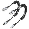 Coiled USB C Cable, 2 Pack USB Type C Coiled Cable for Car Short USB C Retractable Cable for iPhone 15 Pro Max, Samsung Galaxy S23 S22, Moto G8, Google Pixel, USB C Carplay Cord for Android Auto