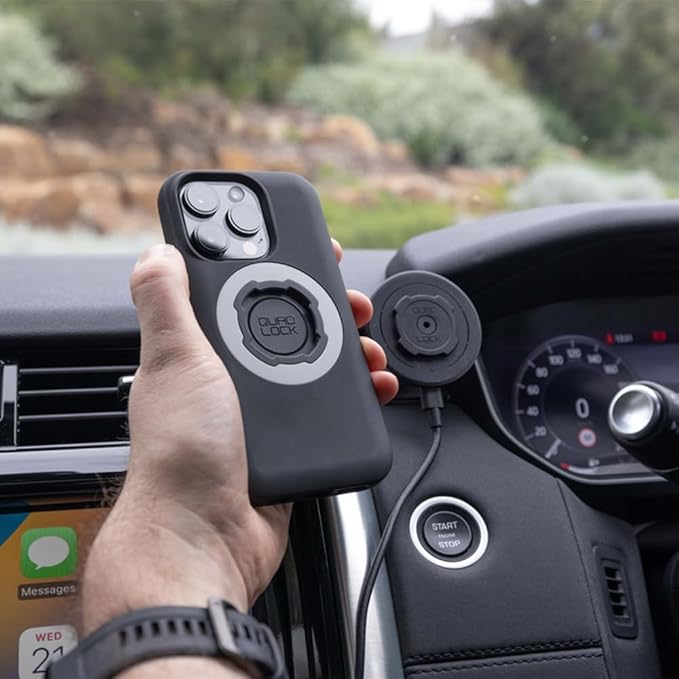 Quad Lock Adhesive Dashboard/Console Car Phone Holder Kit with MAG Wireless Charging Head V2 and MAG Phone Case for iPhone 11
