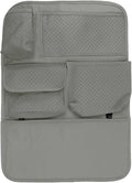 Car Backseat Organizer, Leather Auto Seat Back Kick Mats Protector, Multi-Pocket Car Rear Seat Hanging Storage Bag with Tissue Holder, Travel Accessories for Most Cars SUV Truck(Gray)