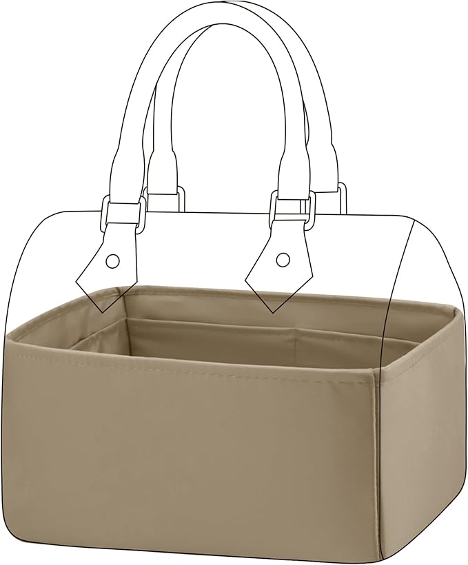 DGAZ Silk Purse Organizer Insert Fits LV Speedy 16/20/25/30/35/45 bags，Silky Smooth Bag Organizer，Luxury Handbag & Tote Shaper（Etoupe grey，SP20）