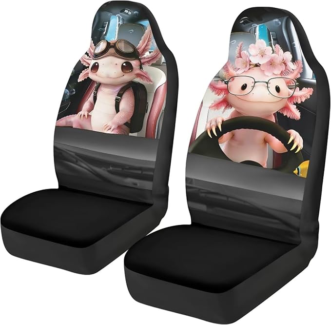 Axolotl Car Seat Covers Front Seats 2 Pack Cute Car Seat Cover Protector Front Seats Easy Installation Removable Automotive Accessories Interior Covers for Sedan SUV