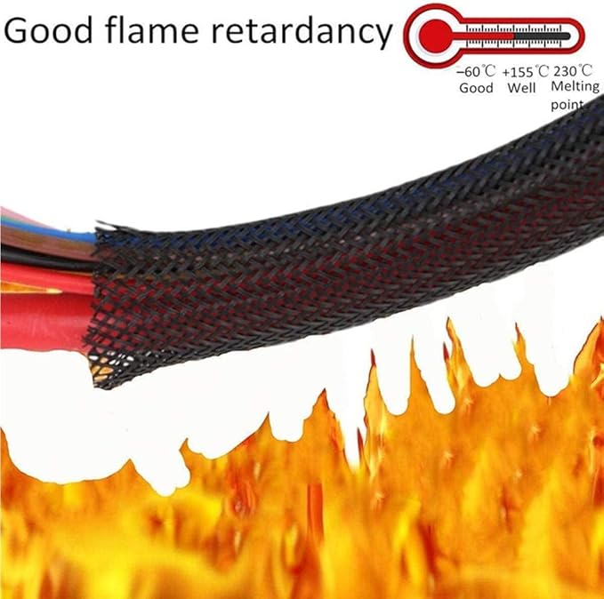 25ft - 3/4 Inch Cable Management Sleeve Protector,Wire Loom PET Expandable Wire Sleeving for Office TV Computer Home Theater Engine Bay Cord Organizer,Protect Cables from Pet Cat Dog Chewing,BlackRed