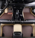 Customize Car Floor Mats for 99% Sedan SUV Sports Car All Weather Leather Full Coverage Waterproof Non-Slip Vehicle Lining Pads (Beige Brown)
