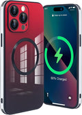 Guppy Compatible with iPhone 12 Pro Max Magnetic Case, Magnetic Gradient Case with Charging, Gradient Glass Back Cover with Lens Film-Red