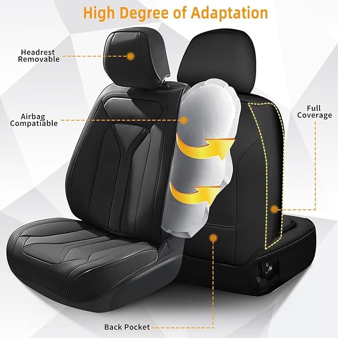 Car Seat Covers Fit for Kia Sorento 2007-2023 2024 2025 Custom Faux Leather Front Set Breathable Seat Cover Fit for Sorento (2 Seat,Black)