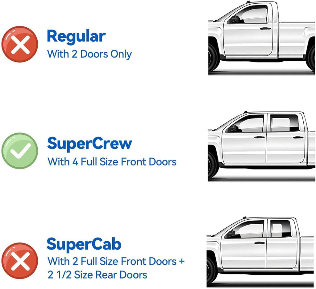 Window Visors Rain Guards for 2009-2014 Ford F150 SuperCrew Cab, Out-Channel Window Vent Wind Deflectors Visors Shades for 2010-2014 F-150 SVT Raptor Full-Size Cab