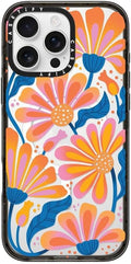 CASETiFY Impact Case for iPhone 16 Pro Max [Slim / 8.2 ft. 4X Military Grade Drop Protection/Compatible with Magsafe] - Lazy Daisy - Clear Black