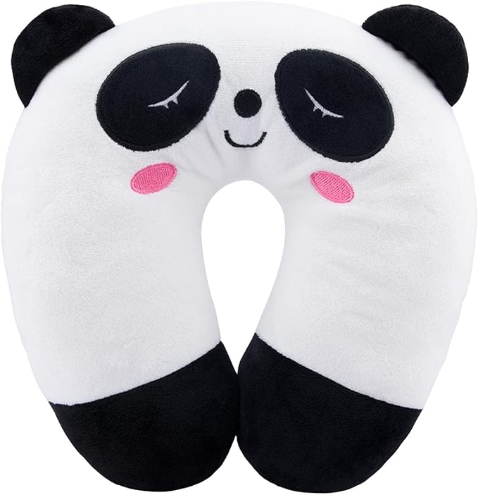 Travel Pillow for Kids, Cute Animal Neck Pillow Support U Shaped Cushion Plush Soft Rest Reading Pillows Sleeping Pillows for Airplane Train Car (Color:Panda)