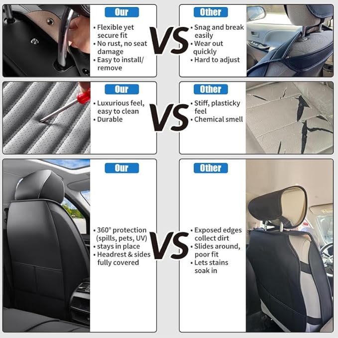 Front Seat Covers Fit for Toyota Matrix 2003-2014, Car Seat Covers Front Seats, Breathable Faux Leather Automotive Seat Covers Front Pair Anti-Slip Seat Cover(Black&Gray, Front)