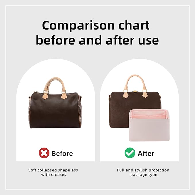 DGAZ Silk Purse Organizer Insert Fits LV Speedy 16/20/25/30/35/45 bags，Silky Smooth Bag Organizer，Luxury Handbag & Tote Shaper（Pink，SP20）