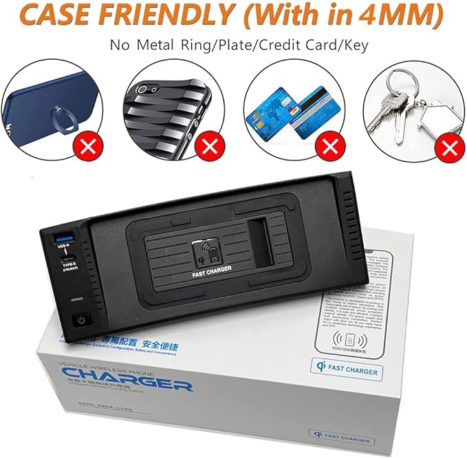 Wireless Car Charger for Audi A6 S6 RS6 2012-2018/ A7 S7 RS7 2009-2018, 15W Fast Charging Phone Charger Pad for Audi A6 C7 Accessory with QC3.0 USB & 27W PD for iPhone 12/13/14 Galaxy S22