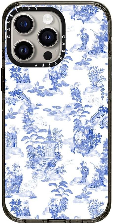 CASETiFY Impact iPhone 15 Pro Max Case [4X Military Grade Drop Tested / 8.2ft Drop Protection/Compatible with Magsafe] - Art Prints - Moon Caravan Toile by Phannapast - Clear Black