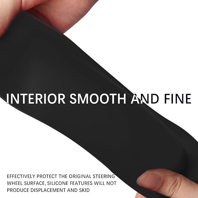 Car Steering Wheel Cover,Anti-Slip Silicone Automotive Steering Wheel Covers with Soft Elasticity,13-15 Inch Universal Steering Wheel Protector Car Interior Accessories for Women & Men (Black)