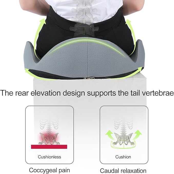 Car Seat Cushion for Long Driving, Ergonomic Memory Foam Seat Cushion, Car Seat Cushion for Back Pain and Lumbar Support Non Slip and Easy Clean for Driving Gaming Chair and Travel B Navy Blue