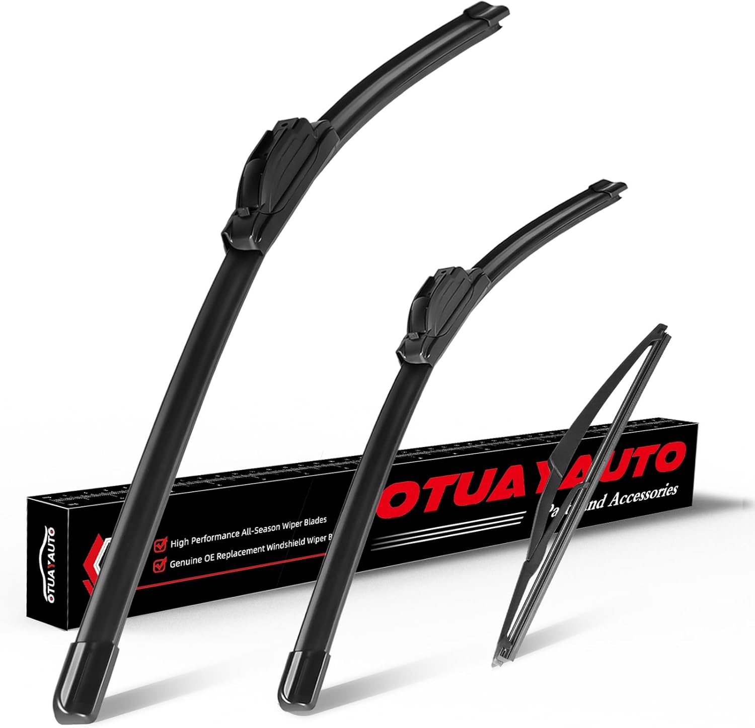 OTUAYAUTO Windshield Wiper Blades - Replacement for Nissan Rogue 08-13, Rogue Select 14-15, Original Factory Quality Front and Rear Wiper Blade - U Hook 26"+14"+12"(Pack of 3)