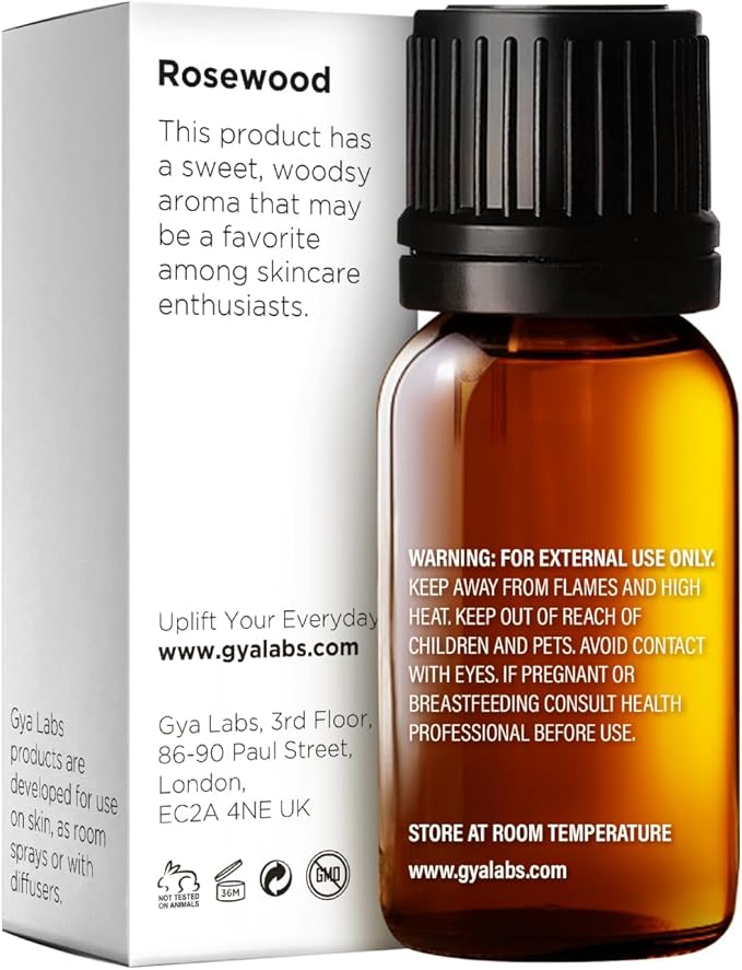 100% Pure Rosewood Essential Oil - 0.34 Fl Oz - Rosewood Oil for Hair, Skin, Diffuser, Aromatherapy & DIY Candle Making Scent