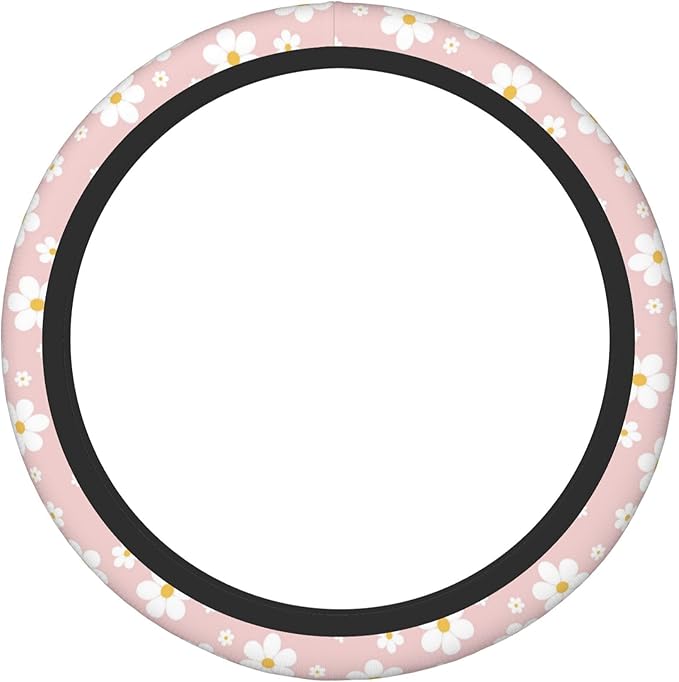 Car Steering Wheel Cover,Pink Flower Universal Non Slip Wheel Protector 15 Inch Elastic Car Accessories for Men Women