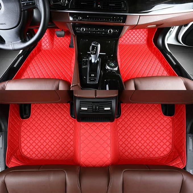 Car Floor Mats Automotive Floor Mats Vehicle Specific All Weather Protection Custom Compatible with Most of 98% Cars SUVs (Red)