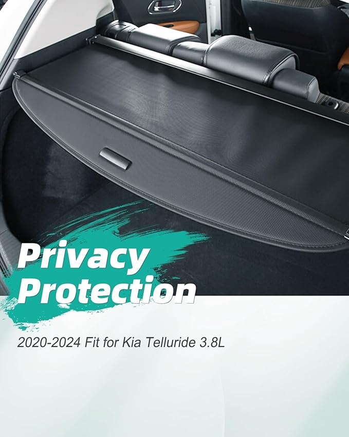 SCITOO Cargo Cover 2020-2024 for Kia Telluride 3.8L Upgraded Retractable Rear Trunk Cover with Aluminum PVC&Plastic