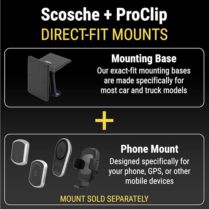 Scosche Non-Magnetic Universal Car Cell Phone Holder with AMPS Mounting Plate for ProClip Vehicle Specific Mount Bases, Mobile Stand Compatible with iPhone, Samsung, Android