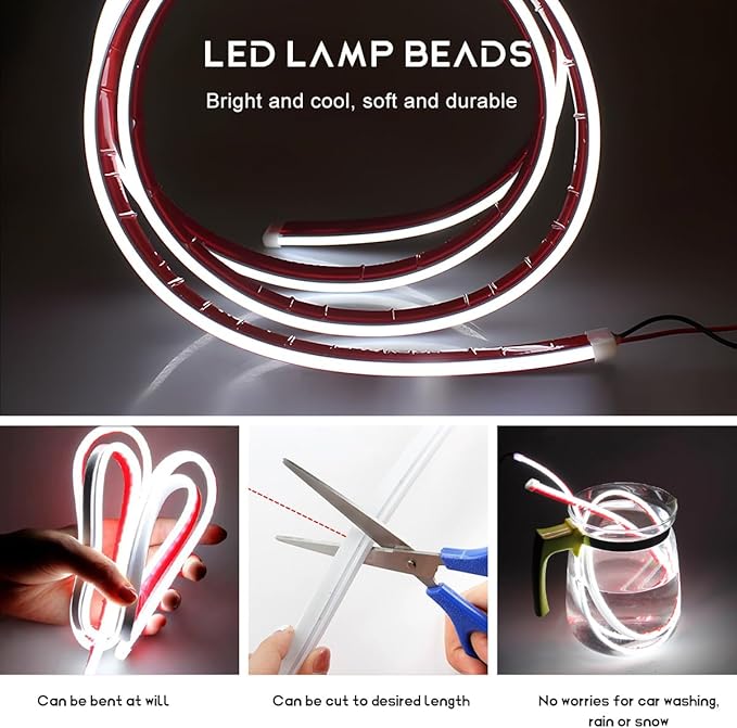 Car Hood Light Strip, 71 Inches Flexible DRL Dynamic Scan Start up Hoodbeam Kit, Waterproof 12V LED Headlight Strips Engine Cover Decoration, Exterior Car Accessories