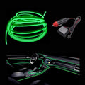 MaxLax El Wire Green Interior Car LED Strip Lights, 10m neon Wire 12V with Fuse Protection for Automotive Car Interior Decoration with 6mm Sewing Edge