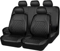 Universal Deluxe Pu Luxury Vinyl Faux Leather Car Seat Covers Full Set, Airbag Compatible, Breathable, Fit for Cars, Trucks, SUV (All Black)