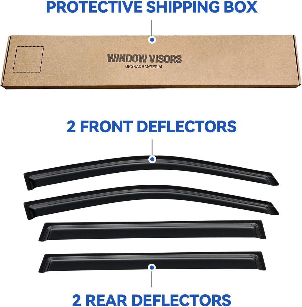 Window Visors Rain Guards for 2014 2015 2016 2017 2018 2019 Toyota Highlander, Out-Channel Window Vent Wind Deflectors Visors Shades for 14-19 Highlander