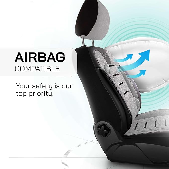 Premium Car Seat Covers Front Seat - Linen Car Seat Cover for SUV, Cars, Most Pickups, Grey-Black, Car Seat Protector, Car Seat Covers Front Seats, Car Seat Protector
