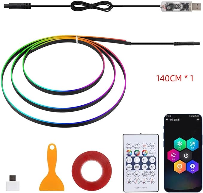 Universal LED Ambient Lighting Kit for Car Dashboard - Smart App Control, 16 Million RGB Colors, Motion Sensor, Easy Installation, Premium Silicone Strip for All Vehicles (Sedan, SUV, Truck)