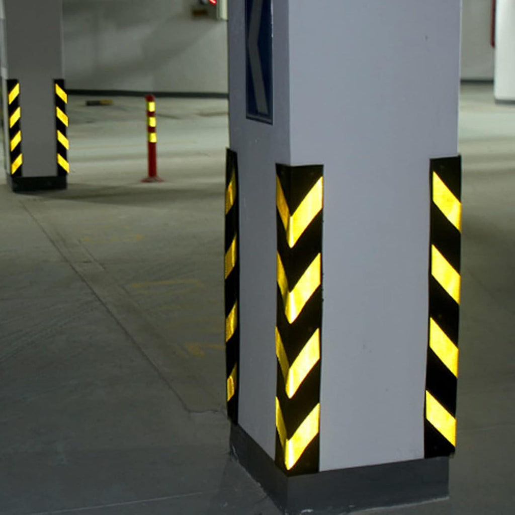 XPLKQXE Reflective Rubber Wall Corner Guard, Rubber Wall Protector Corner Protector, for Parking Protection Car Corner Guardrail Post (Color : Black+Yellow, Size : 20pcs)