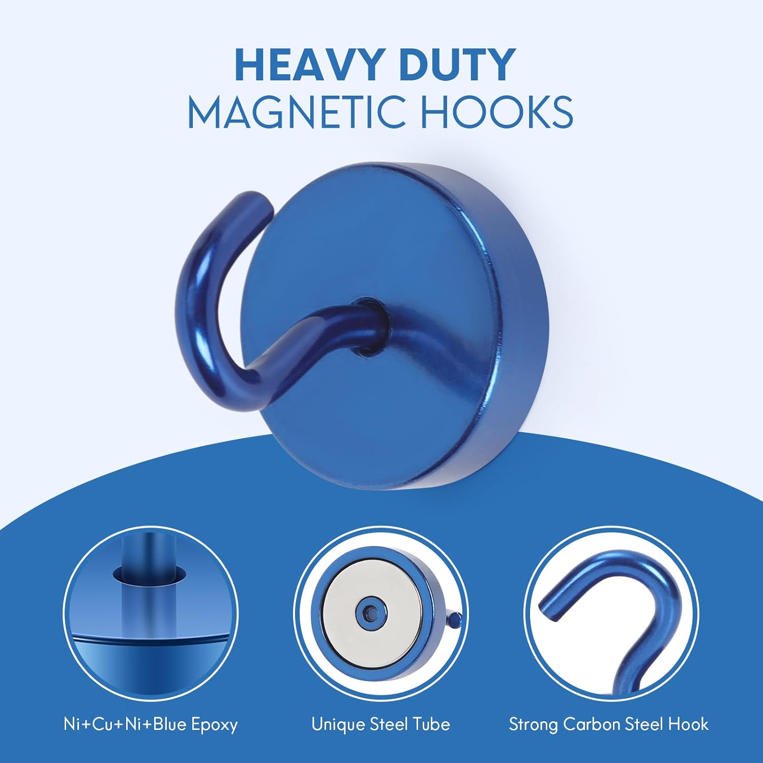 Neosmuk Magnetic Hooks, Cruise Ship Essentials, 80lb+ Heavy Duty Magnetic Hooks for Cruise Cabins, Refrigerator, Grill, Hanging, and Travel | Extra Strong Must-Haves Magnet Hook,Navyblue