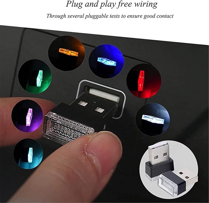 1/4/10 PCS USB LED Light Car Interior Styling Atmosphere Decorative Lamps Mini Universal Portable Ambient Lighting Kit Red Bule(10 PCS_White)