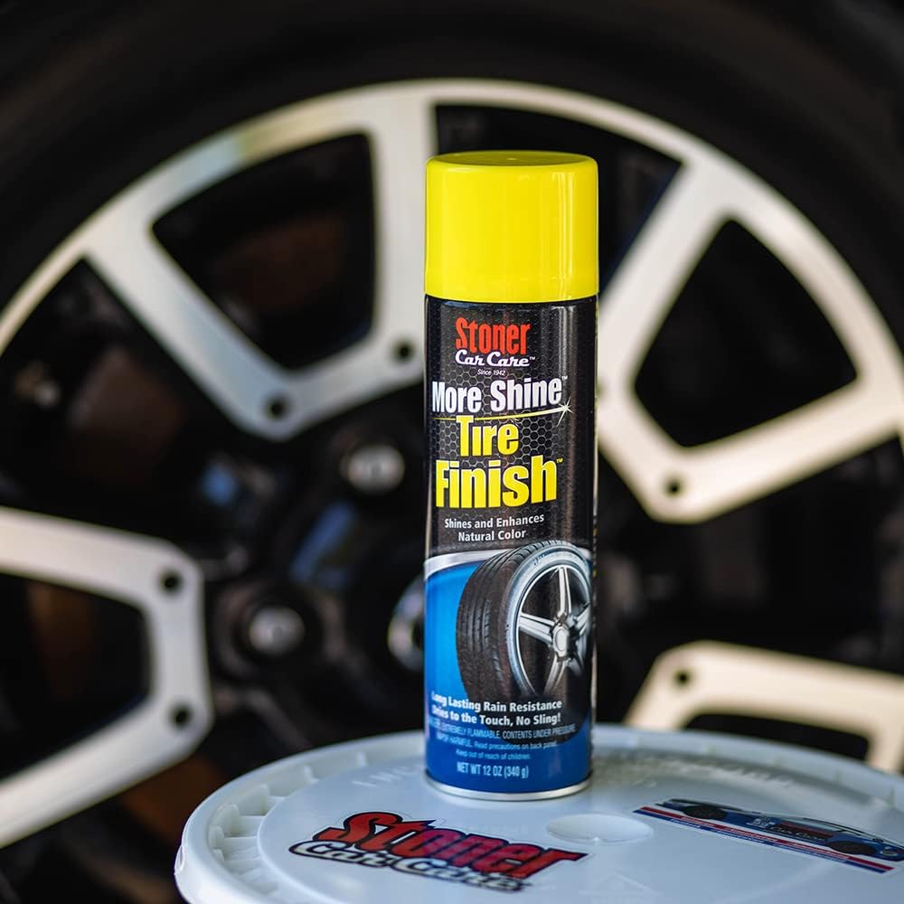 Stoner Car Care 91094-4PK More Shine Tire Finish for Tire and Wheel Care Creates a Long-Lasting, Rain-Resistant Tire Shine, Makes Faded Tires Look New, Non-Greasy Formula, 12 Oz, Pack of 4