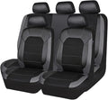 CAR PASS Leather Seat Covers, Automotive Sport Car Seat Cover Super 5mm Composite Sponge Inside, Airbag Compatible Universal Fits Most Cars, SUVs, Trucks and Vans (Full Set,Black & Gray)