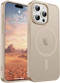 SUPFINE Magnetic for iPhone 15 Pro Max Case(Compatible with MagSafe)(Military Grade Drop Protection) Slim Translucent Matte Shockproof with Anti-Fingerprint Phone Case,Desert Gold