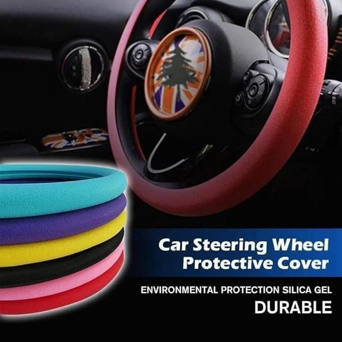 Silicone Steering Wheel Cover, Car Steering Wheel Cover, Anti-Slip Car Steering Wheel Protective Cover, Fit 12.6-16 Inch, for Car SUV Truck Van, for Women & Men (Dark Blue)