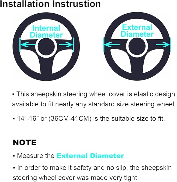 Furry Wool Sheepskin car Steering Wheel Cover for Girls Women Universal car 14 1/2-15 1/2inchs (Lemon Yellow)