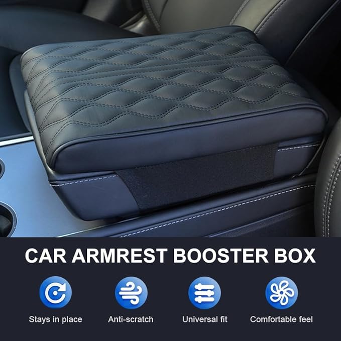 Leather Car Armrest Box Pad, 2026 New Upgrade Waterproof Universal Memory Cotton Armrest Box Pad, Center Console Lid, Car Center Console Cover for Most Vehicle, Car Accessories (Beige)
