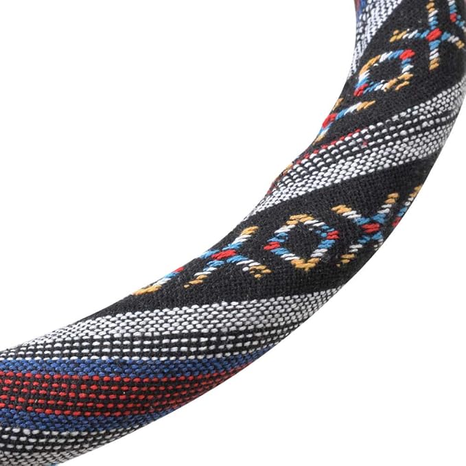 BDK Blue Woven Saddle Blanket Steering Wheel Cover for Cars SUV Van Truck Auto - Driver Grip 15 inch