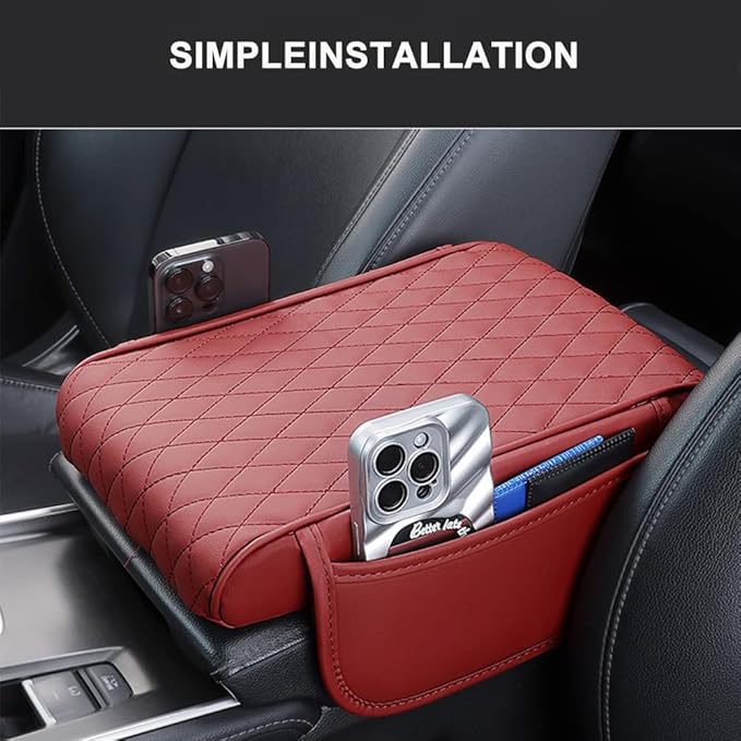 Car Armrest Pad for Ford Bronco Sport (CX430) 2021 2022 2023 2024 2025 2026 Leather Armrest Box Mat Center Console Cushion Pad Universal Armrest Seat Box Cover Protector,Black