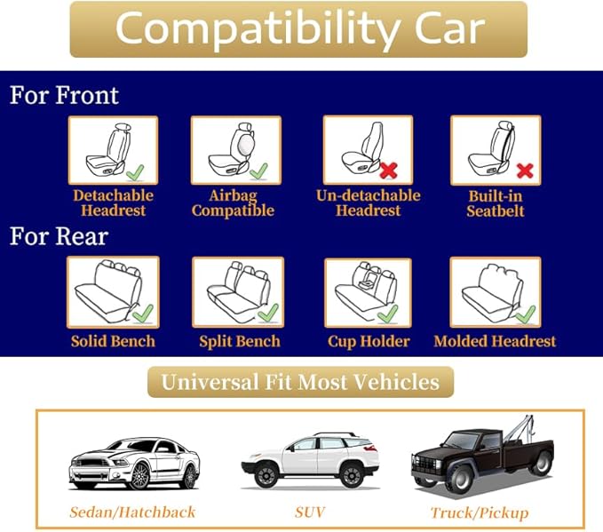 Auto Car Seat Covers Accessories Front Seat Leather Cushion Protector Breathable Waterproof Seat Cover for Cars Universal Fit (Black, Front Pair)