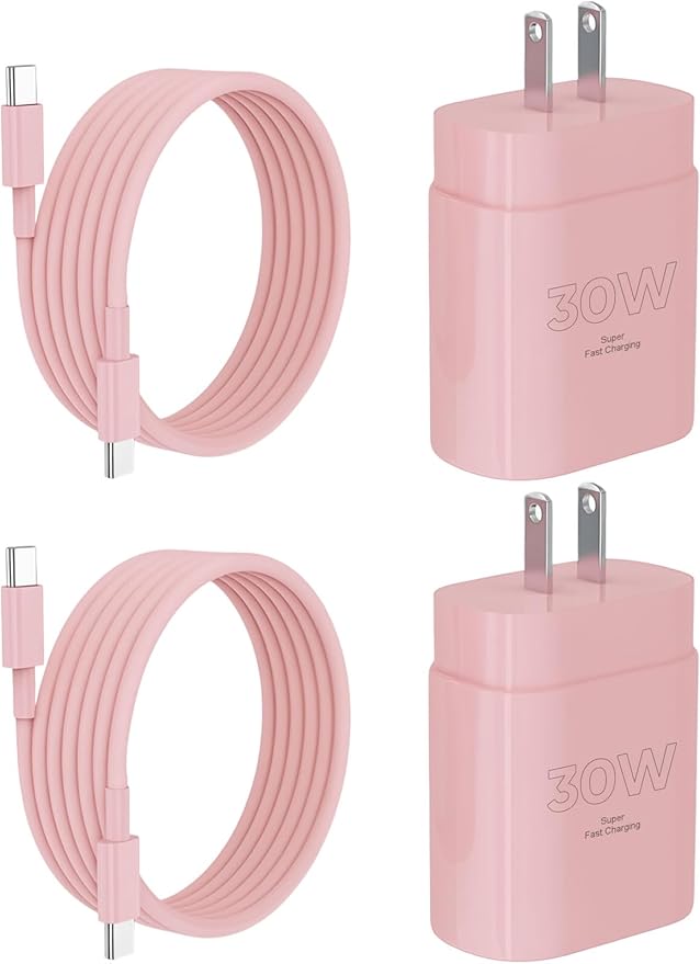 iPhone 17 16 15 Charger Fast Charging 10FT Cable, 30W USB C Charger Block for i Phone 15 16 16e 17 Air Plus Pro Max/iPad Pro/AirPods, PD USBC Power Adapter Wall Plug & Type C to C Cord (Pink, 10FT)